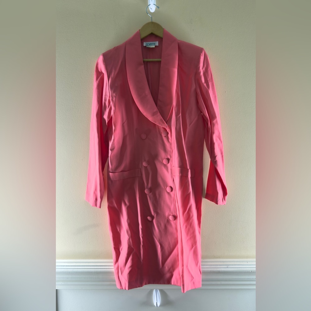 vintage pink double-breasted blazer dress by‎ the brand Habits Sz 12